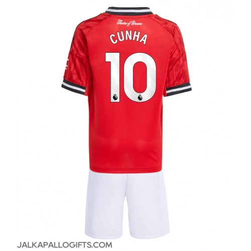Manchester United Matheus Cunha #10 Koti Peliasu Lasten 2025-26 Lyhythihainen (+ Lyhyet housut)